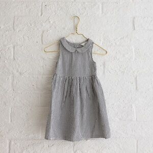 H&M Divided Black and White Striped Kids Dress with Collar  - Size 6X Girls